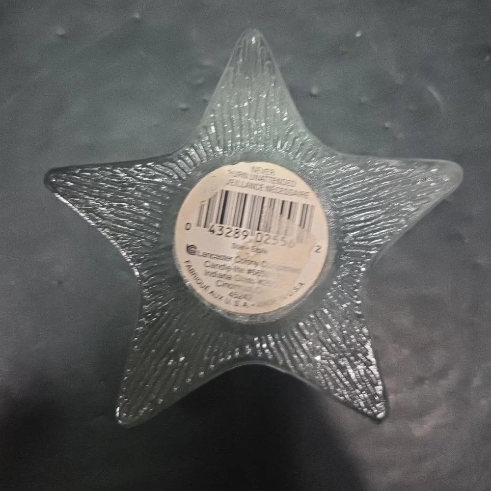 Indiana Glass Star Shaped Candle Holder,‎ Lancaster Colony Co., Textured Design